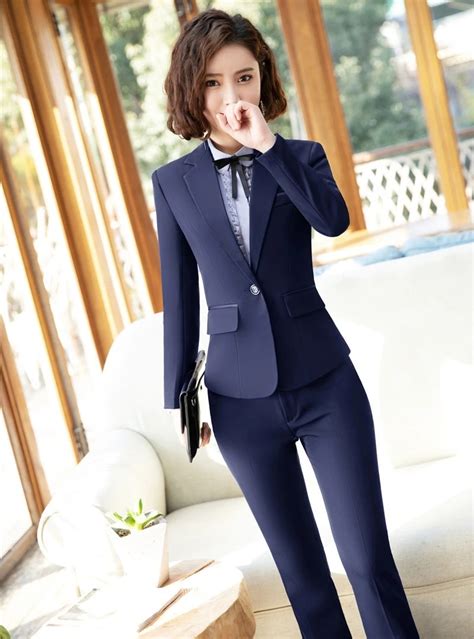 women's formal navy blue suit.